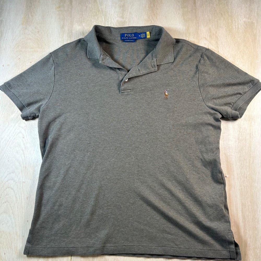 Polo Ralph Lauren Kids Grey Custom Slim Fit Short Sleeve Pony Polo Shirt Size M